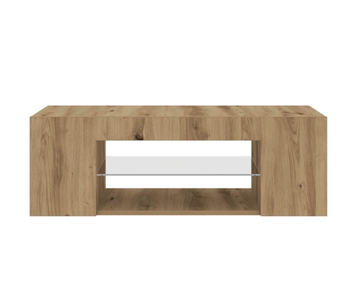 Mueble de TV luces LED madera roble artisan 90x39x30 cm