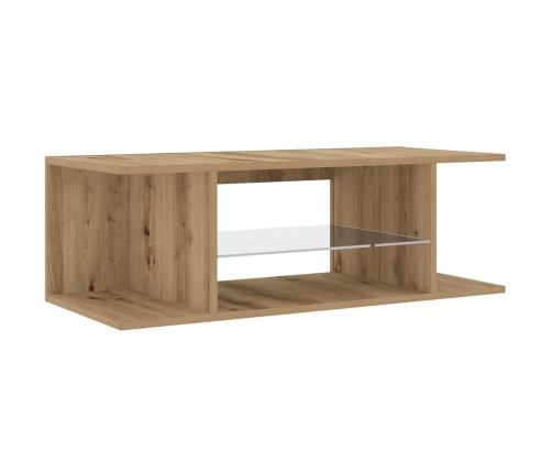 Mueble de TV luces LED madera roble artisan 90x39x30 cm