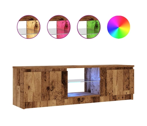 Mueble TV luces LED madera ingeniería envejecida 120x30x36 cm