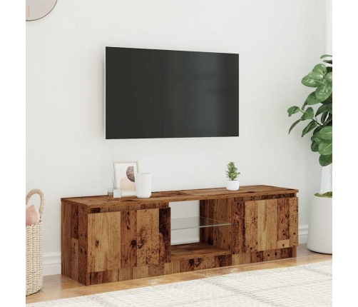 Mueble TV luces LED madera ingeniería envejecida 120x30x36 cm