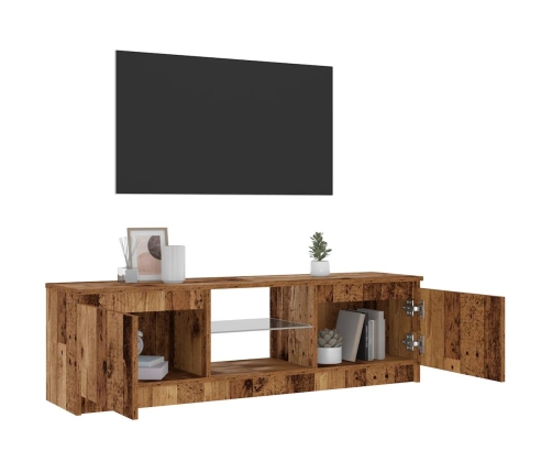 Mueble TV luces LED madera ingeniería envejecida 120x30x36 cm