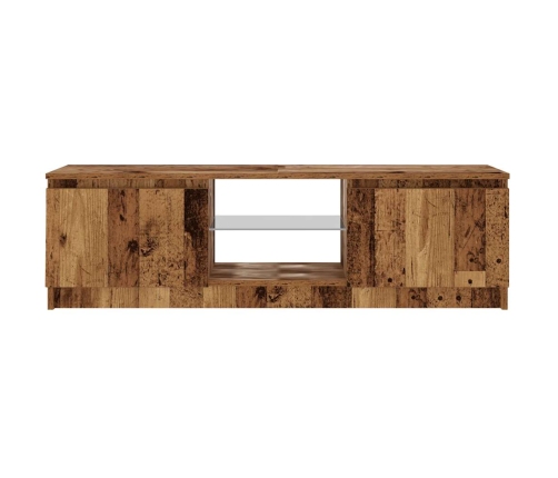 Mueble TV luces LED madera ingeniería envejecida 120x30x36 cm