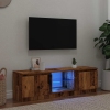 Mueble TV luces LED madera ingeniería envejecida 120x30x36 cm