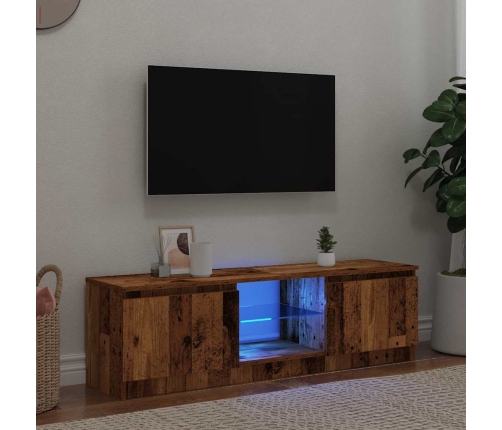 Mueble TV luces LED madera ingeniería envejecida 120x30x36 cm