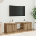 Mueble de TV luces LED madera roble artisan 120x30x36 cm