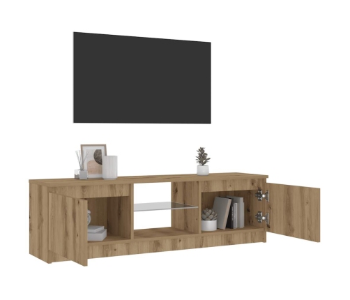 Mueble de TV luces LED madera roble artisan 120x30x36 cm