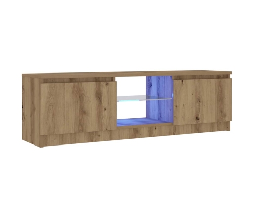 Mueble de TV luces LED madera roble artisan 120x30x36 cm