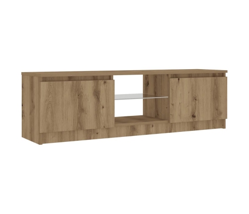 Mueble de TV luces LED madera roble artisan 120x30x36 cm