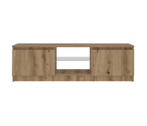 Mueble de TV luces LED madera roble artisan 120x30x36 cm