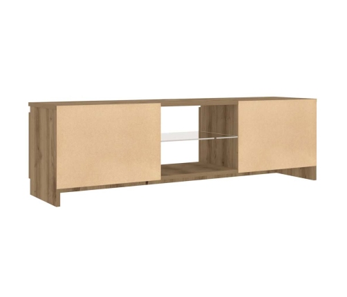 Mueble de TV luces LED madera roble artisan 120x30x36 cm