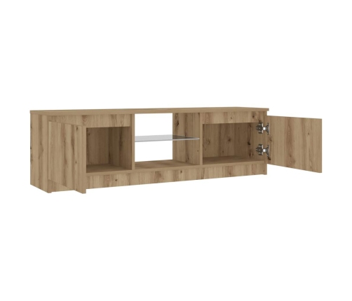 Mueble de TV luces LED madera roble artisan 120x30x36 cm