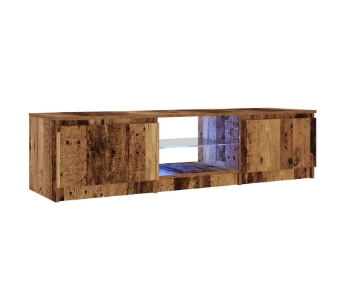 Mueble TV luces LED madera ingeniería envejecida 140x40x35,5 cm