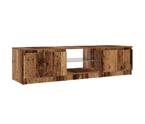 Mueble TV luces LED madera ingeniería envejecida 140x40x35,5 cm