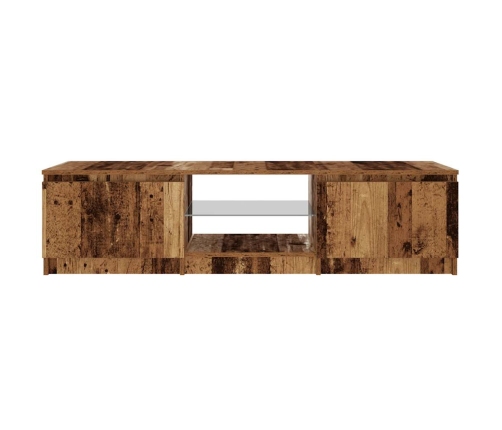 Mueble TV luces LED madera ingeniería envejecida 140x40x35,5 cm