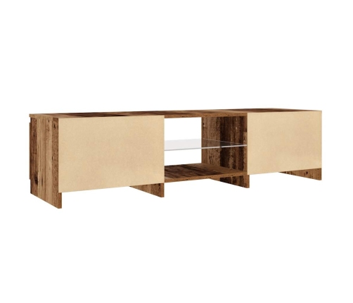 Mueble TV luces LED madera ingeniería envejecida 140x40x35,5 cm