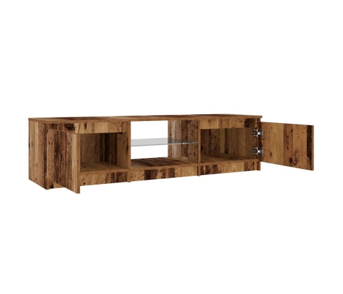 Mueble TV luces LED madera ingeniería envejecida 140x40x35,5 cm