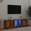 Mueble TV luces LED madera ingeniería envejecida 140x40x35,5 cm