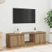 Mueble de TV luces LED madera roble artisan 140x40x35,5 cm