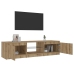 Mueble de TV luces LED madera roble artisan 140x40x35,5 cm