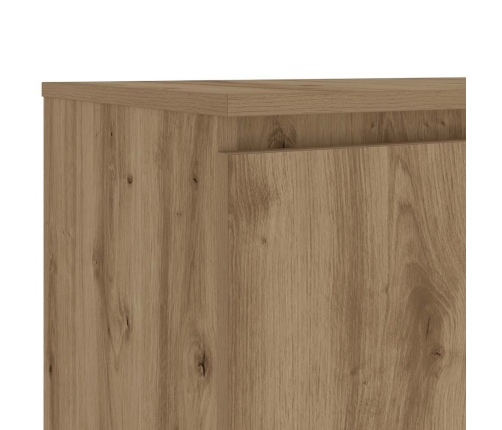 Mueble de TV luces LED madera roble artisan 140x40x35,5 cm