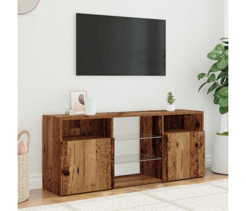 Mueble TV luces LED madera ingeniería envejecida 120x30x50 cm