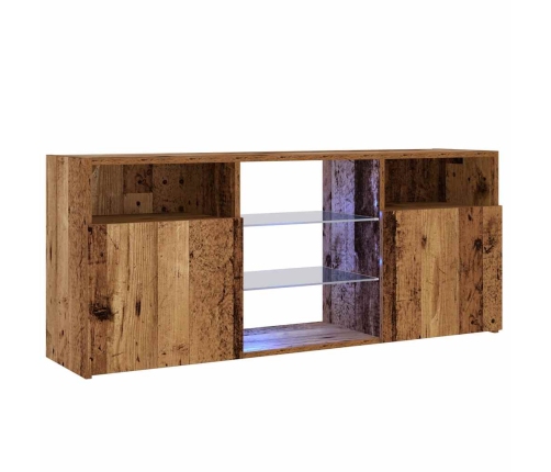 Mueble TV luces LED madera ingeniería envejecida 120x30x50 cm