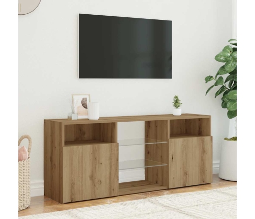 Mueble TV luces LED madera ingeniería roble artisan 120x30x50cm