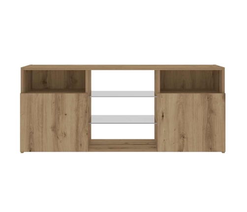 Mueble TV luces LED madera ingeniería roble artisan 120x30x50cm