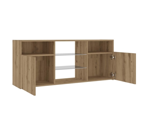 Mueble TV luces LED madera ingeniería roble artisan 120x30x50cm