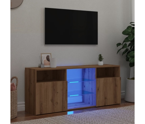 Mueble TV luces LED madera ingeniería roble artisan 120x30x50cm