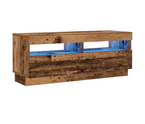 Mueble TV luces LED madera ingeniería envejecida 100x35x40 cm