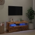 Mueble TV luces LED madera ingeniería envejecida 100x35x40 cm