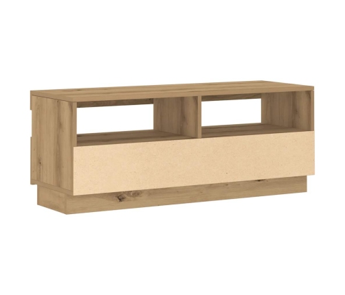 Mueble TV luces LED madera ingeniería roble artisan 100x35x40cm