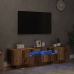 Mueble TV luces LED madera ingeniería envejecida 160x35x40 cm