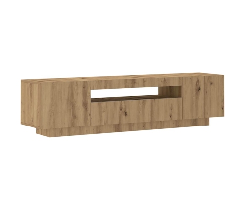 Mueble de TV luces LED madera roble artisan 160x35x40 cm