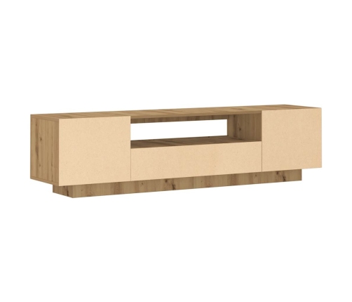 Mueble de TV luces LED madera roble artisan 160x35x40 cm