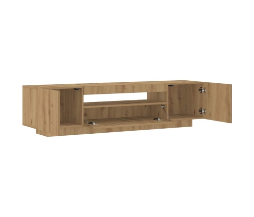 Mueble de TV luces LED madera roble artisan 160x35x40 cm