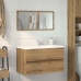 Mueble de baño con espejo de madera ingeniería roble artesanal