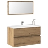 Mueble de baño con espejo de madera ingeniería roble artesanal