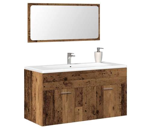 Mueble de baño con espejo de madera antigua madera ingeniería