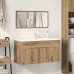 Mueble de baño con espejo de madera ingeniería roble artesanal