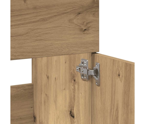 Mueble de baño con espejo de madera ingeniería roble artesanal