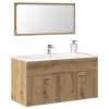 Mueble de baño con espejo de madera ingeniería roble artesanal