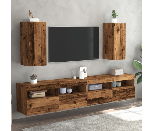 Muebles de TV 2 uds madera ingeniería envejecida 30,5x30x60 cm