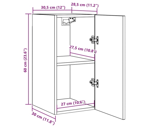 Muebles de TV 2 uds madera ingeniería envejecida 30,5x30x60 cm