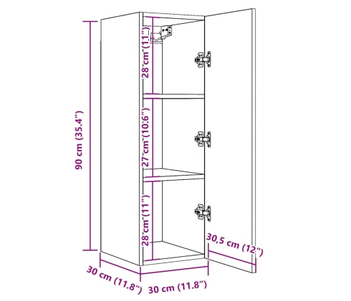 Mueble para TV madera de ingeniería envejecida 30,5x30x90 cm