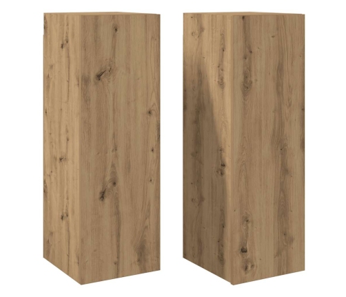 Muebles de TV 2 uds madera roble artisan 30,5x30x90 cm