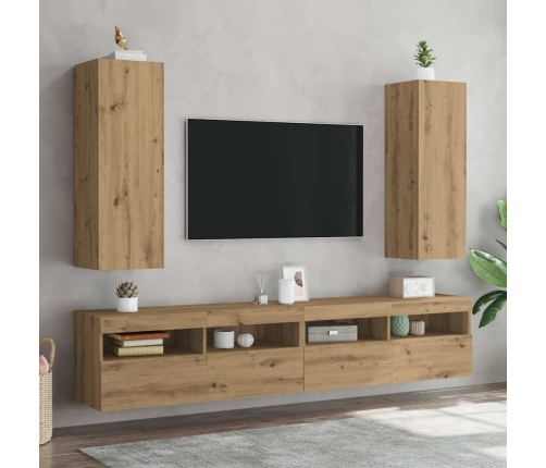 Muebles de TV 2 uds madera roble artisan 30,5x30x90 cm