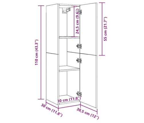 Mueble pared de TV madera ingeniería envejecida 30,5x30x110 cm