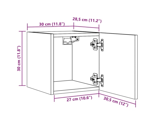 Mueble de pared para TV madera envejecida 30,5x30x30 cm